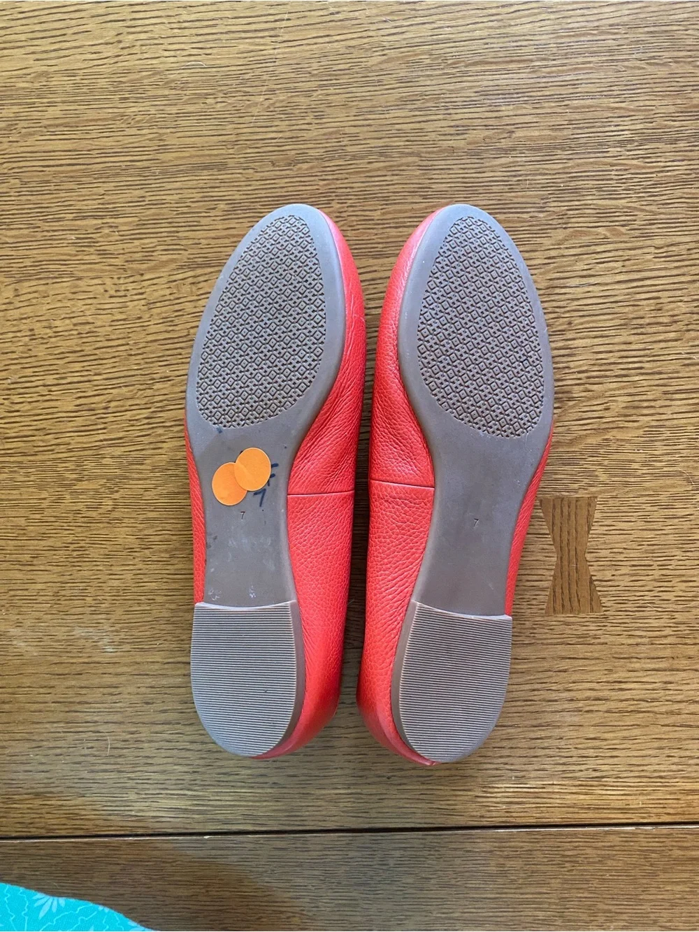 Tory Burch Orange Leather Logo Ballet Flats
